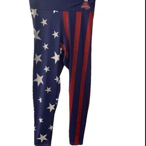 Made Loyal Women's American Flag Patriotic Stars & Stripes Leggings Medium USA